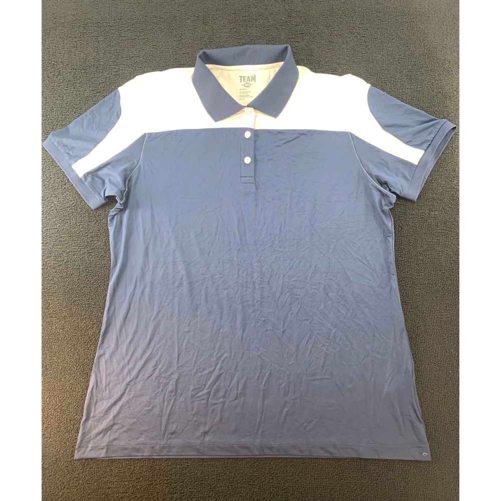 TEAM 365 Athletic‎ Polo Shirt XLG Blue White Short Sleeve Performance Top